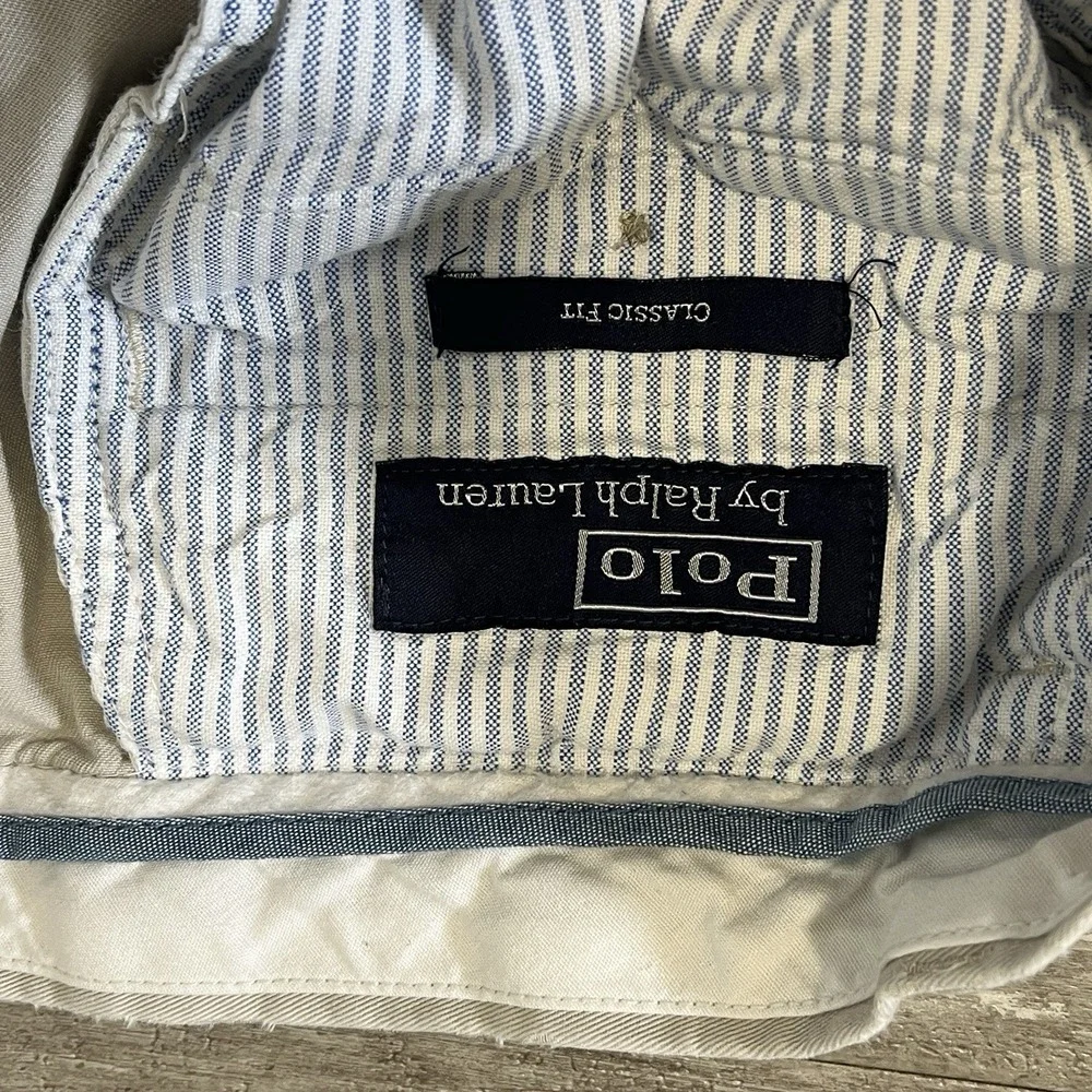 Polo Ralph Lauren Classic Fit Chino Flat Front Beige Cotton Men's Pants 32